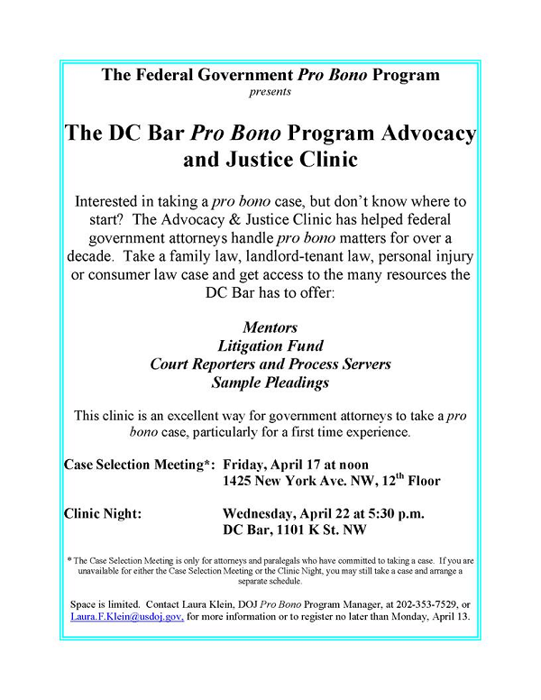 Current Pro Bono Opportunities US Department of Transportation